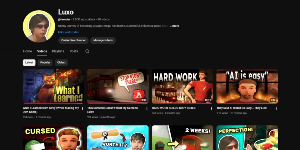 luxo's youtube channel